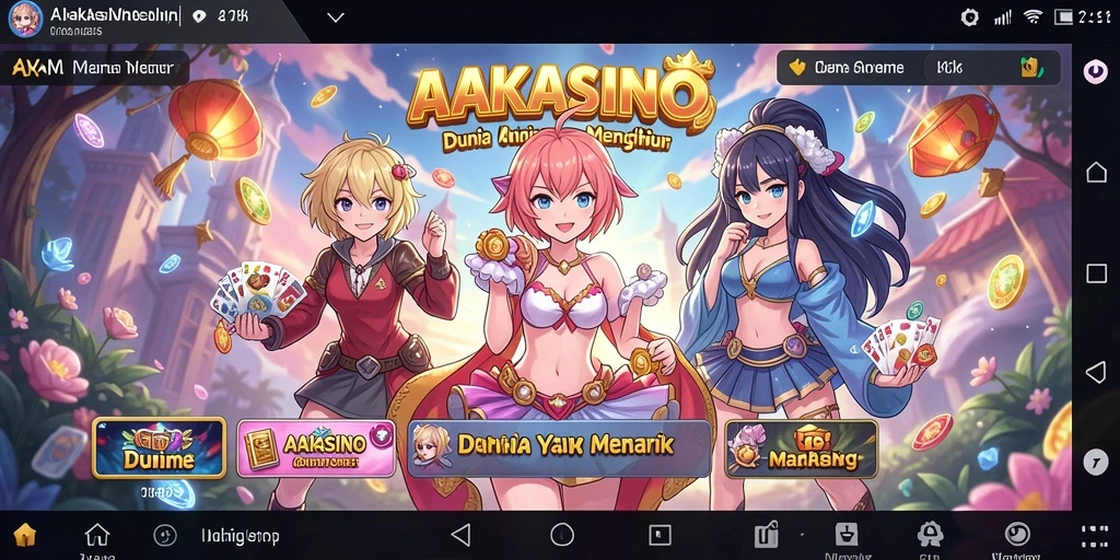 Tampilan gameplay AAKASINO yang memperlihatkan karakter Anime beraksi.