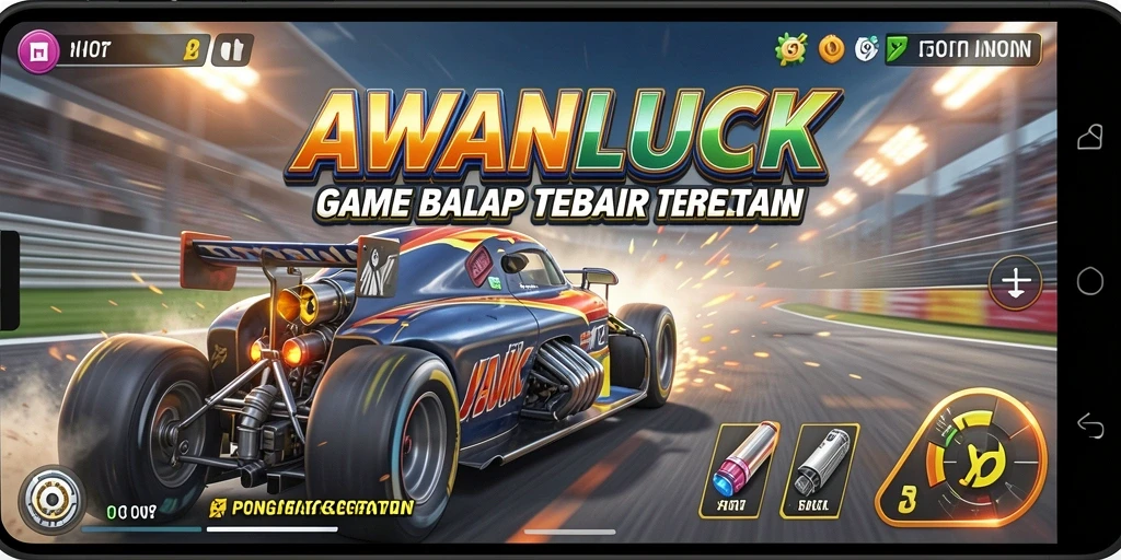Screenshot gameplay AWANLUCK yang menampilkan aksi balapan yang seru.