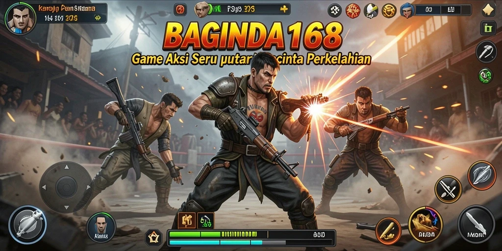 Screenshot gameplay BAGINDA168 menampilkan aksi pertempuran yang intens dan menegangkan.