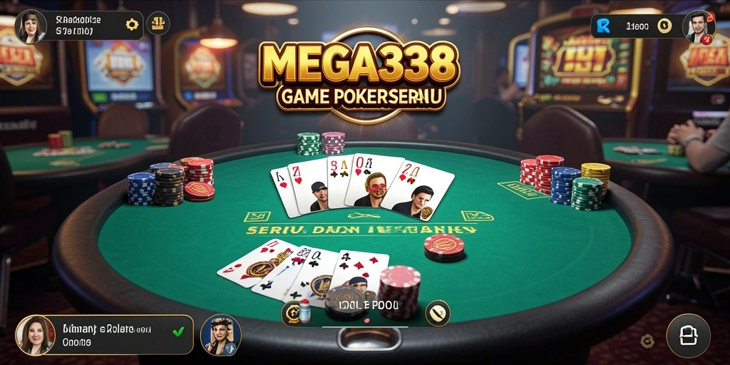 Screenshot utama MEGA338 menampilkan gameplay poker yang menarik dan menggembirakan.