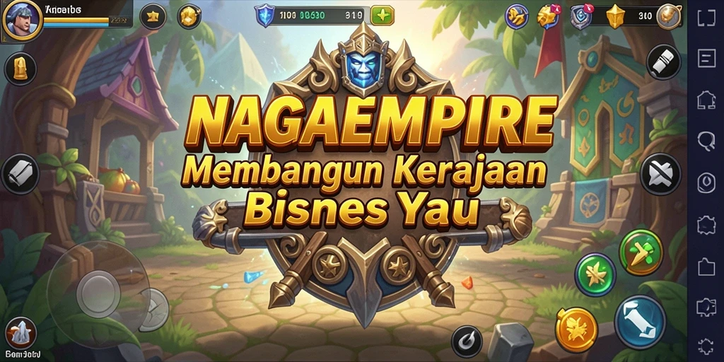 Tampilan gameplay NAGAEMPIRE saat membangun kerajaan bisnis.