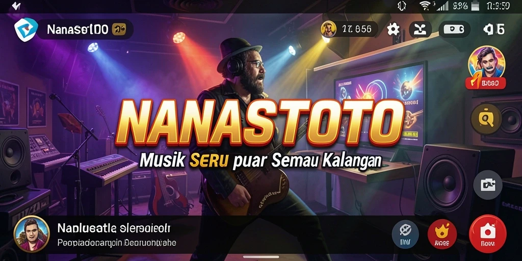 Screenshot NANASTOTO menampilkan gameplay seru dengan berbagai lagu.