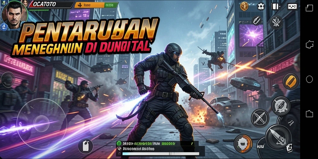 Tampilan gameplay OCATOTO dengan pertarungan seru dan karakter unik.