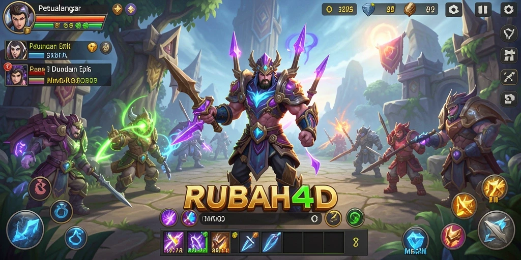 Screenshot utama RUBAH4D yang menampilkan aksi MMORPG yang mendebarkan.
