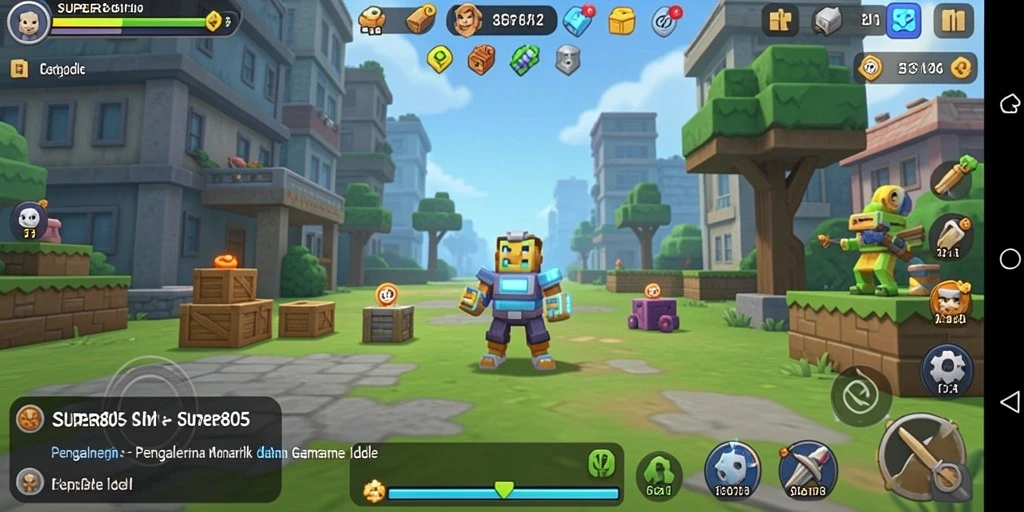 Screenshot gameplay menunjukkan karakter aktif dalam SUPER805.